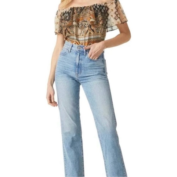 NWT MISA Graziela Top Sz Small Alhambra Mosaic Off Shoulder - Picture 2 of 7